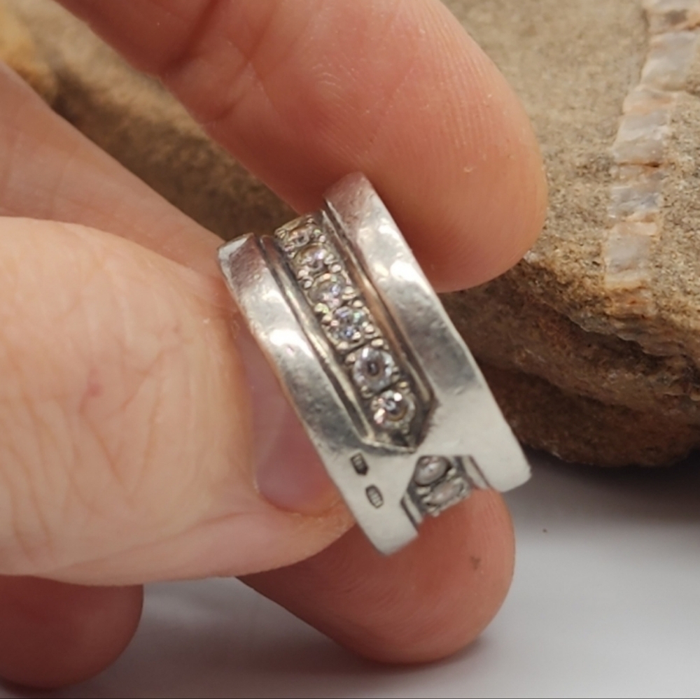 BULGARY Solid Sterling Silver 925 Ring Authentic Designer Logo Monogram